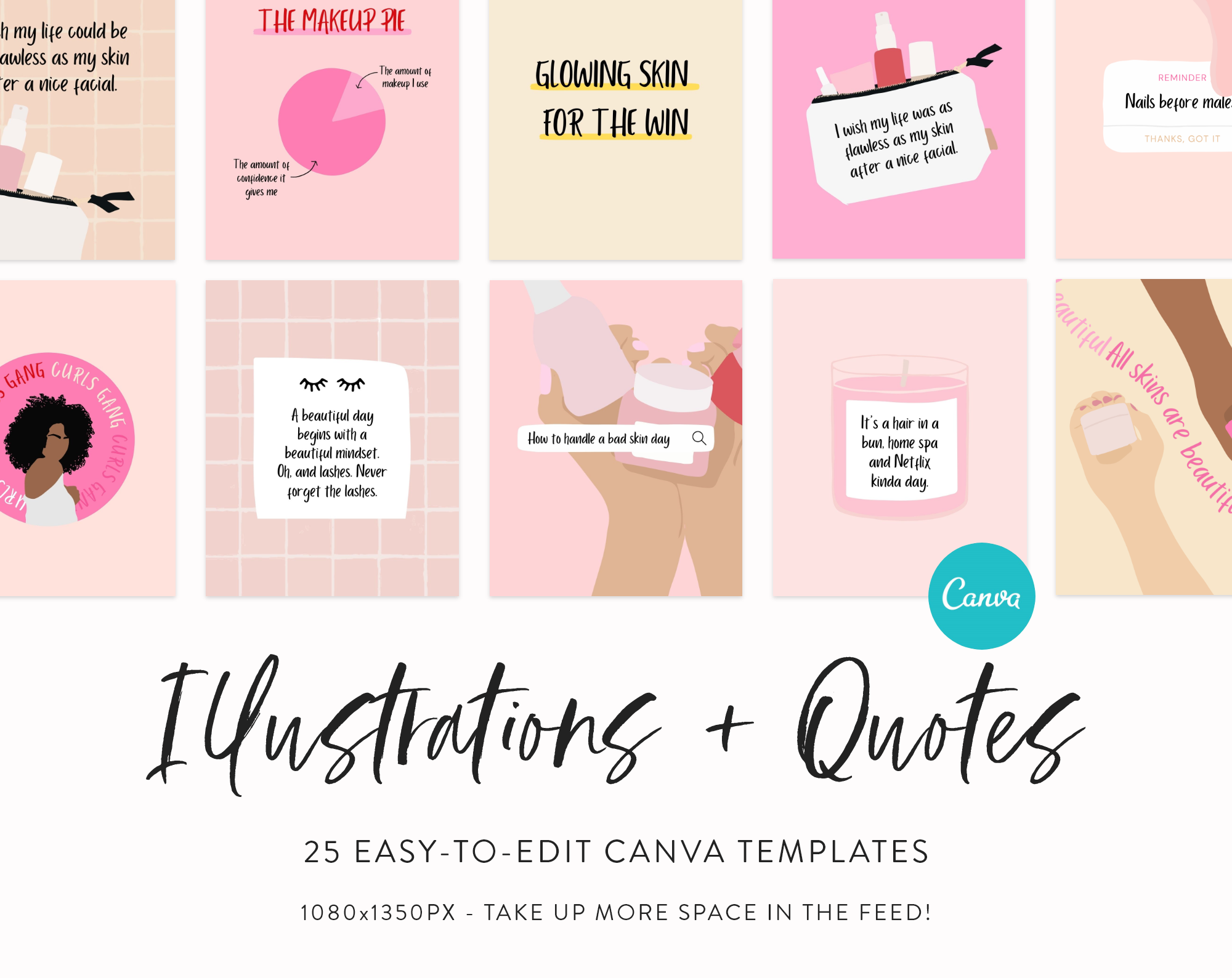 Ready To Use Templates Minimal Social Media Post Rainbow Theme Media Post 18 Instagram Inspirational Quotes Pack Blogger Engagement Kit