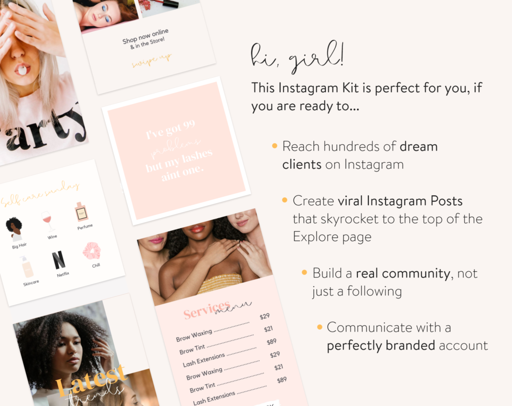 The Beauty Instagram Template Kit for Canva - My Social Boutique