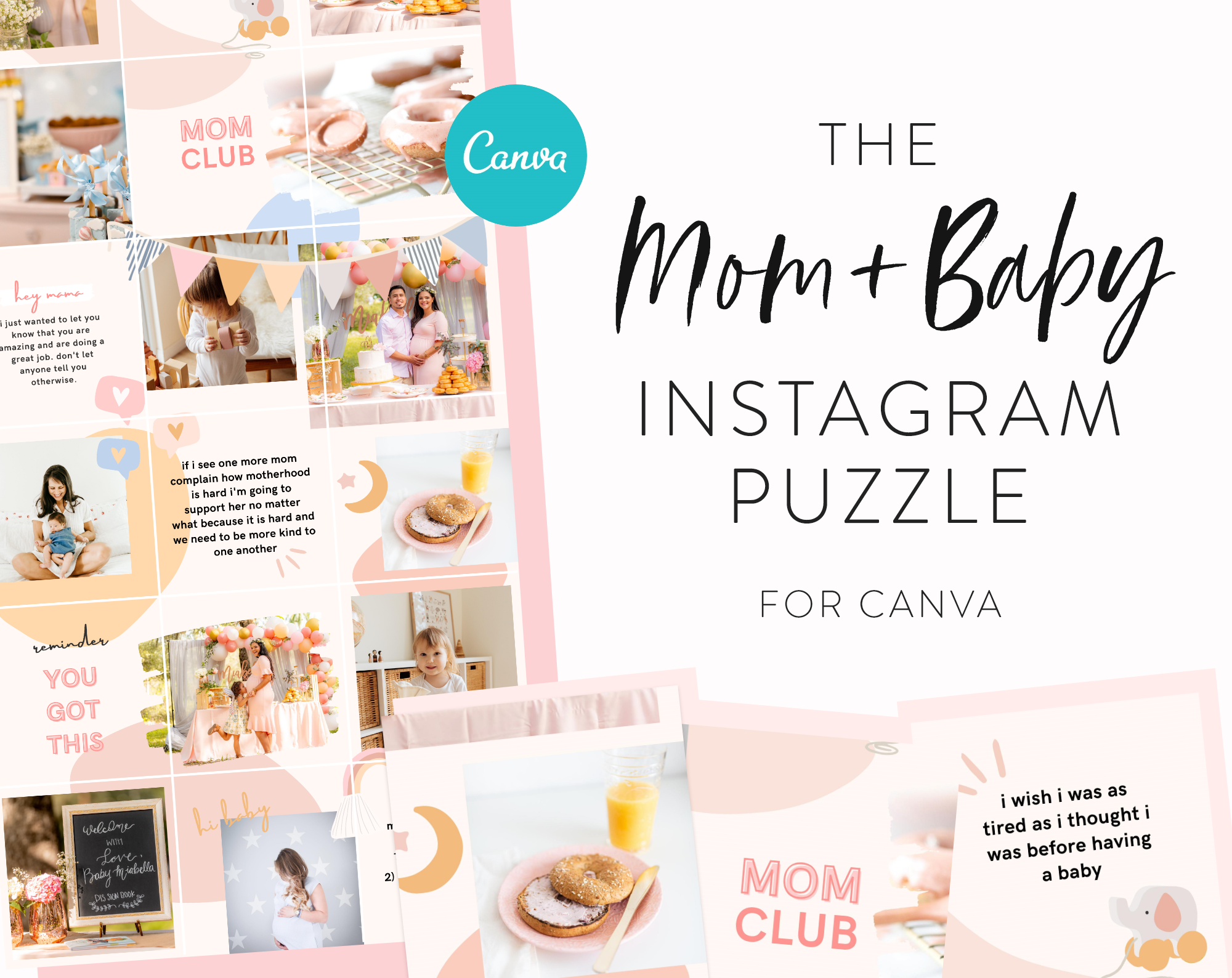 Creative Instagram Templates Small Business Templates Marketing bundle Pink Instagram Puzzle Templates Canva Social Media Templates