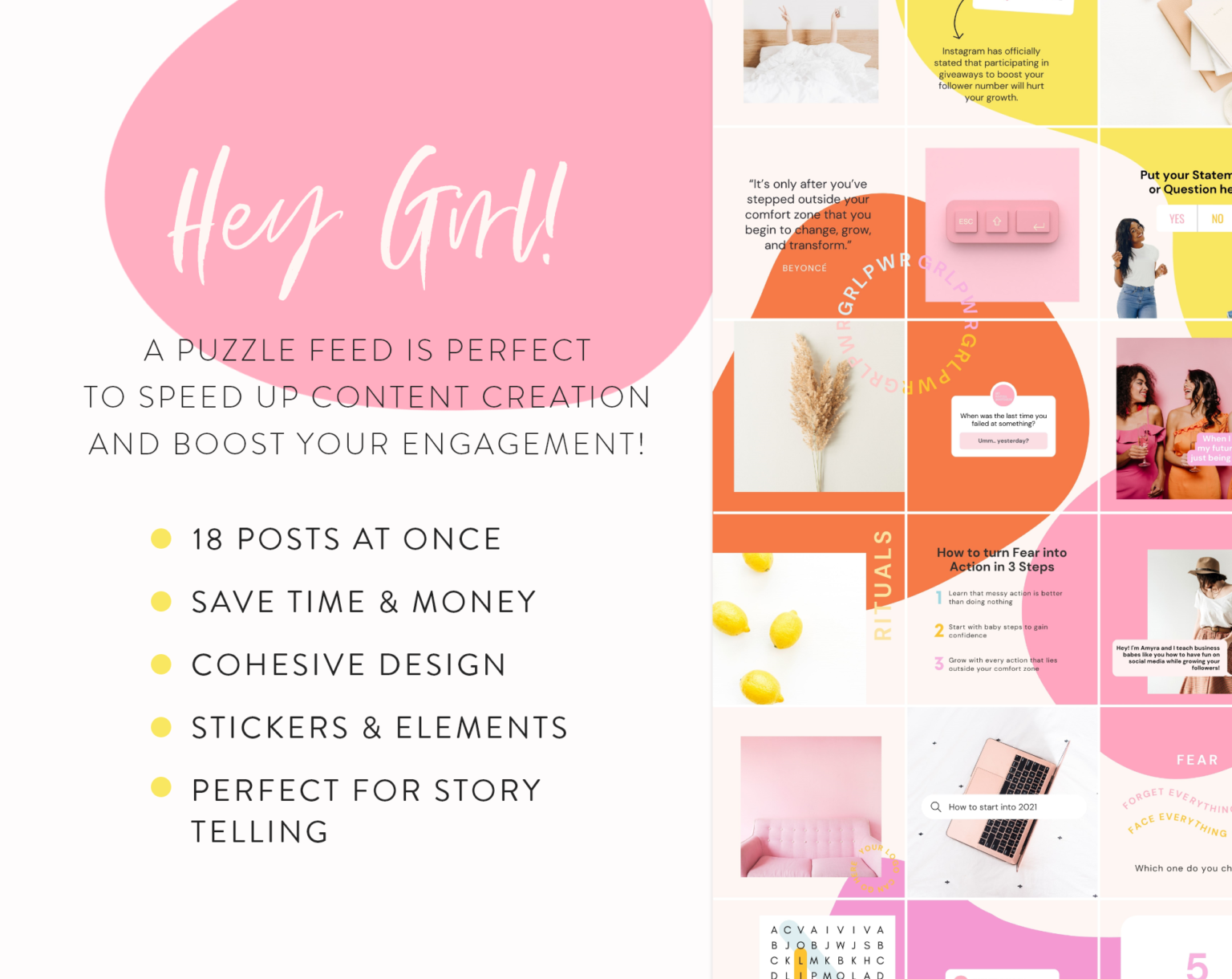 Engagement-power-Instagram-puzzle-for-canva-templates-hey-girl