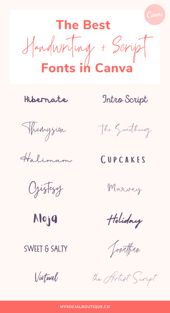 The best handwriting and script fonts on Canva