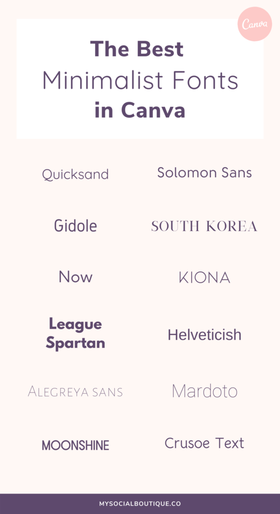 The most popular minimalist Canva fonts