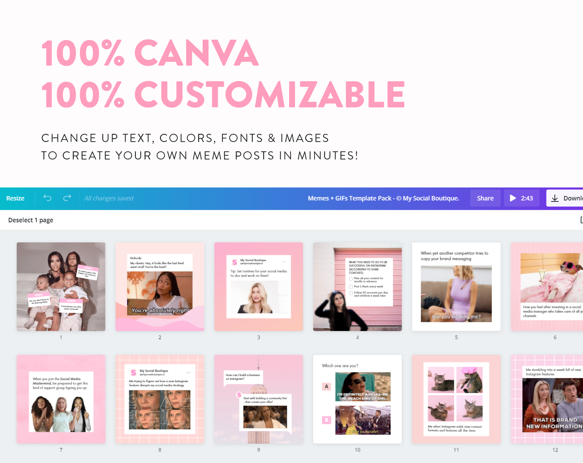 GIF Meme Instagram Templates (10+ Canva templates) - Ivory Mix