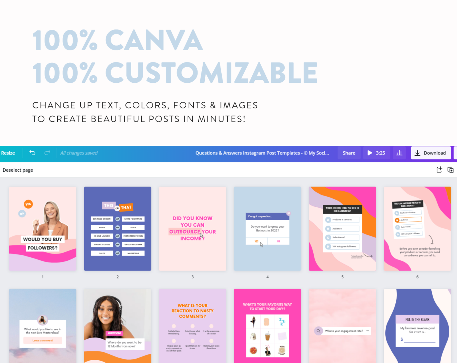 Questions-answers-Instagram-templates-for-canva-customizable