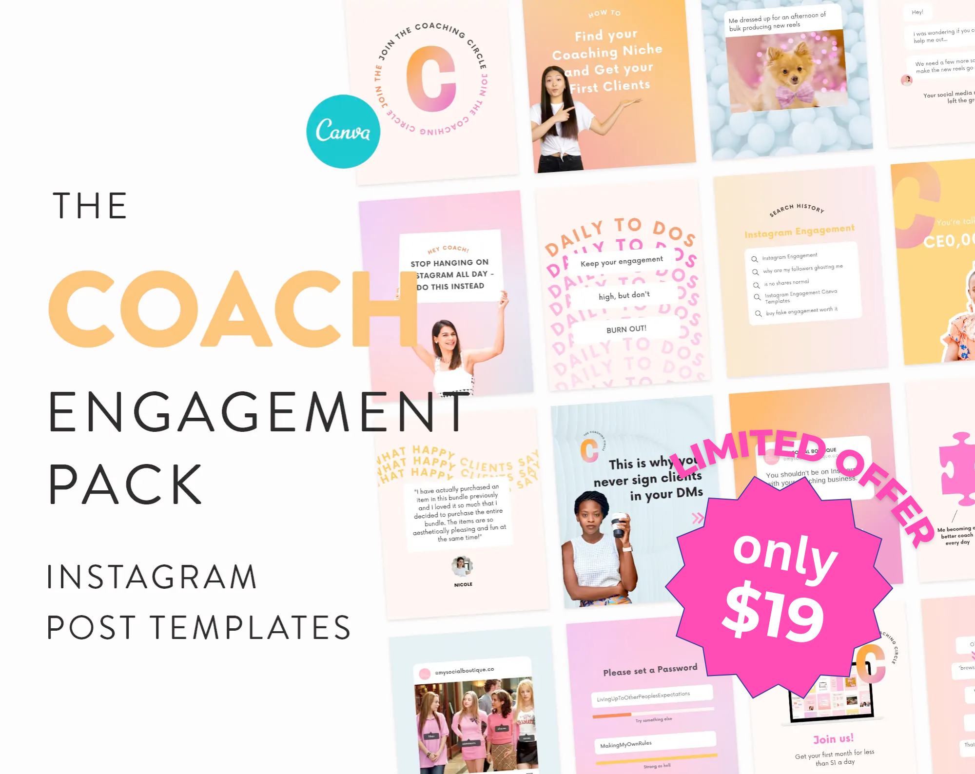 Get our Coach Engagement Templates - not just for coaches, but 100% power to increase your Instagram engagement